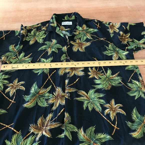 Bishop Street Hawaiian Shirt Men L Green Floral Button Up Pocket Short Sleeve - Picture 6 of 9